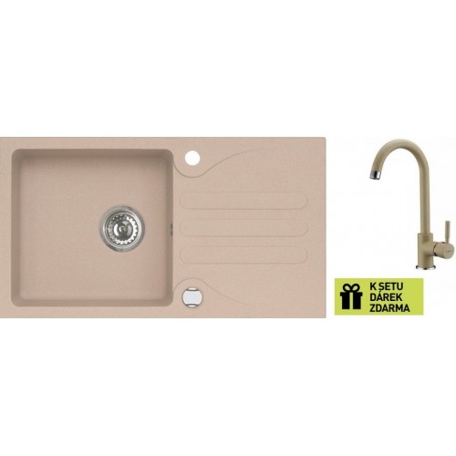 ALVEUS set dřez Galapagos 30 beige + baterie AM 120 beige + dárek