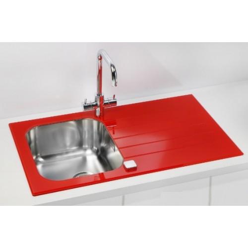 ALVEUS Glassix 10 kuchyňský dřez nerez/sklo, 860 x 500 mm, červená