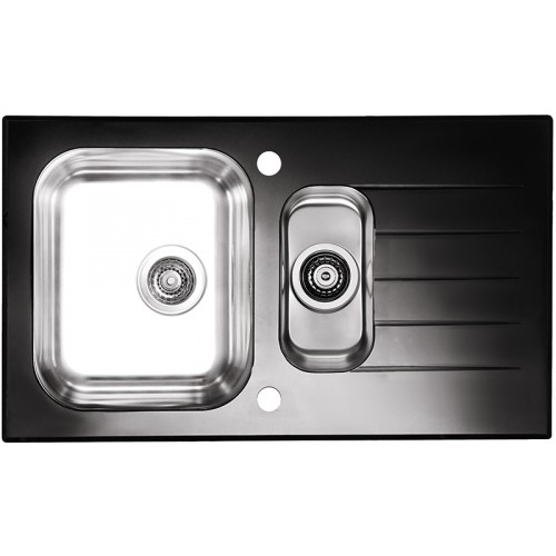 ALVEUS GLASSIX 20 kuchyňský dřez, 860 x 500 mm, nerez/sklo, černá 1100015