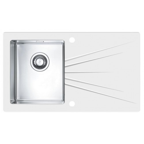 ALVEUS KARAT 10 kuchyňský dřez nerez/sklo, 860 x 500 mm, levý, bílá 1102771 ALVEUS KARAT 10 kuchyňský dřez nerez/sklo, 860 x 500 mm, levý, bílá 1102771