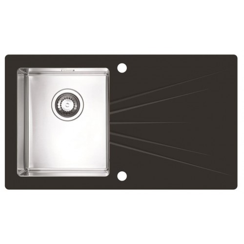 ALVEUS KARAT 10 kuchyňský dřez nerez/sklo, 860 x 500 mm, levý, černá 1102770