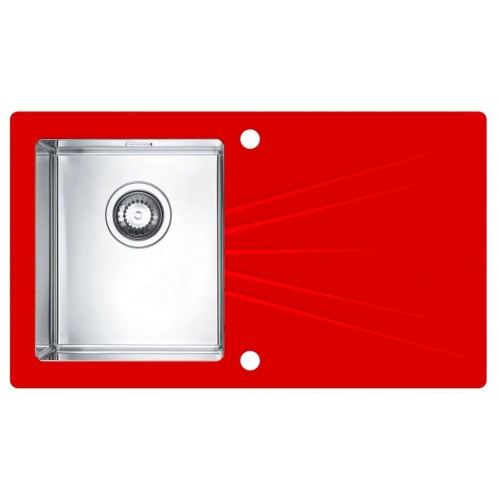 ALVEUS Karat 10 kuchyňský dřez nerez/sklo, 860 x 500 mm, červená Karat10/ROT
