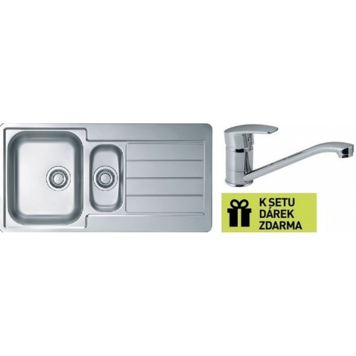 ALVEUS set dřez Line 10 satin + baterie Riviera chrom + dárek