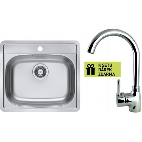 ALVEUS set dřez More 10 nerez + baterie Betty chrom + dárek ALVEUS set dřez More 10 nerez + baterie Betty chrom + dárek