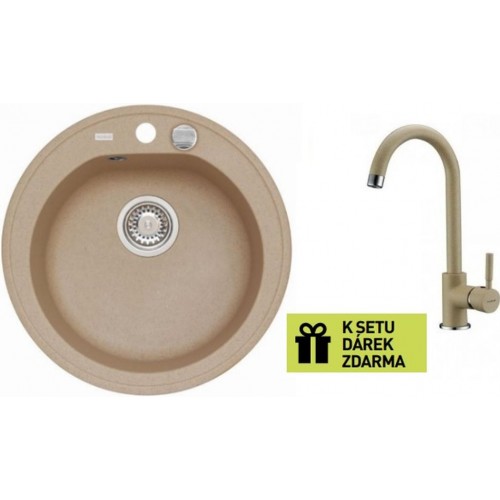 ALVEUS set dřez Niagara 10 beige + baterie AM 120 beige + dárek