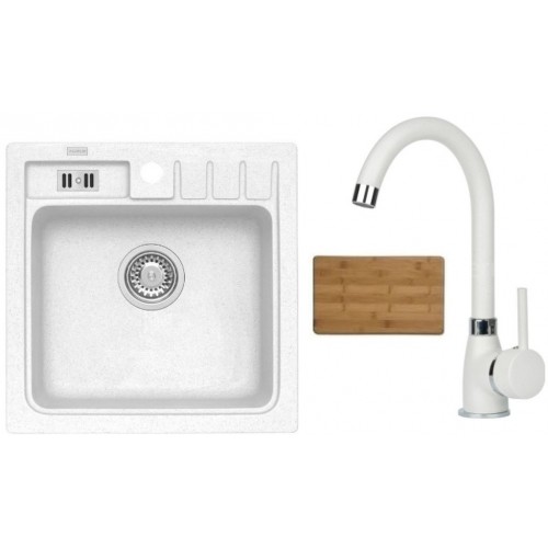 ALVEUS set dřez Niagara 20 white + baterie Betty white + krájecí deska Zdarma