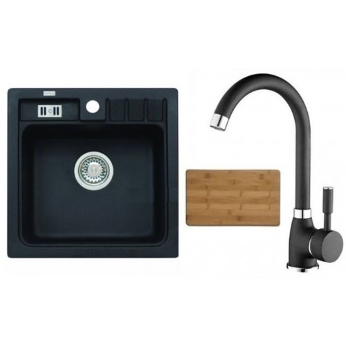 ALVEUS set dřez Niagara 20 black + baterie Betty black + krájecí deska Zdarma ALVEUS set dřez Niagara 20 black + baterie Betty black + krájecí deska Zdarma