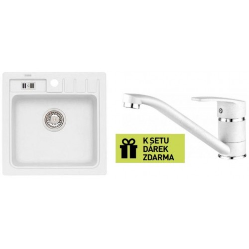 ALVEUS set dřez Niagara 20 white + baterie Milena white + dárek