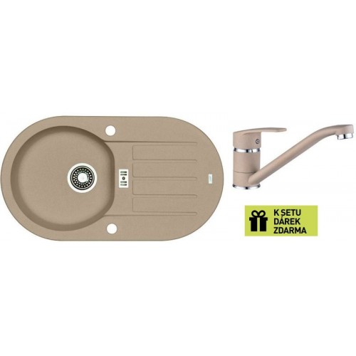 ALVEUS set dřez Niagara 40 beige + baterie Nina beige + dárek ALVEUS set dřez Niagara 40 beige + baterie Nina beige + dárek