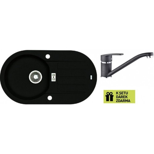 ALVEUS set dřez Niagara 40 black + baterie Nina black +dárek