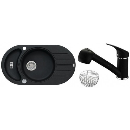 ALVEUS set dřez Niagara 50 black + baterie Bora Bora black + odkapávací košík Zdarma ALVEUS set dřez Niagara 50 black + baterie Bora Bora black + odkapávací košík Zdarma
