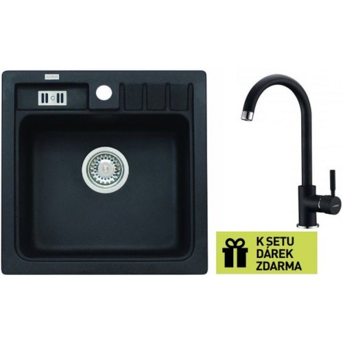 ALVEUS set dřez Niagara 20 black + baterie AM 120 black + dárek