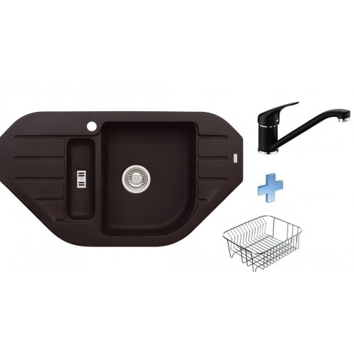 ALVEUS set dřez Niagara 60 black + baterie Rapa Nui black + košík nerez