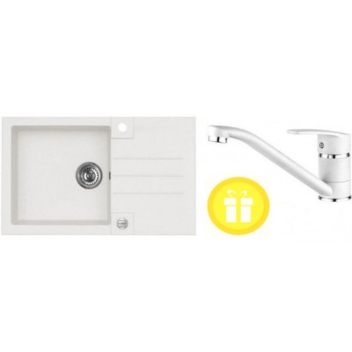 ALVEUS set dřez Rock 130 + baterie Nina v bílé + dárek