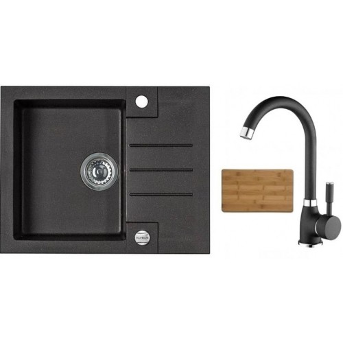 ALVEUS set dřez Rock 30 black + baterie Betty black + krájecí deska Zdarma