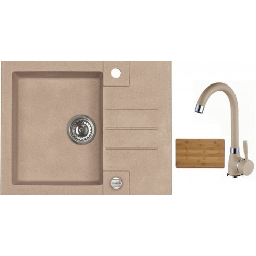 ALVEUS set dřez Rock 30 beige + baterie Betty beige + krájecí deska Zdarma
