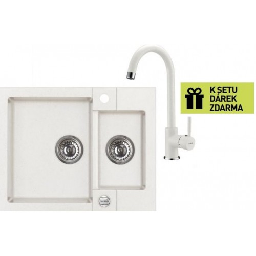 ALVEUS set dřez Rock 80 white + baterie AM 120 white + dárek ALVEUS set dřez Rock 80 white + baterie AM 120 white + dárek