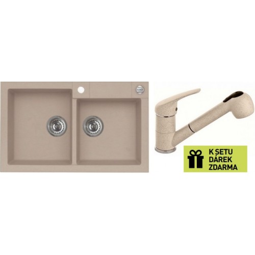 ALVEUS set dřez Rock 90 beige + baterie AM 20 beige + dárek