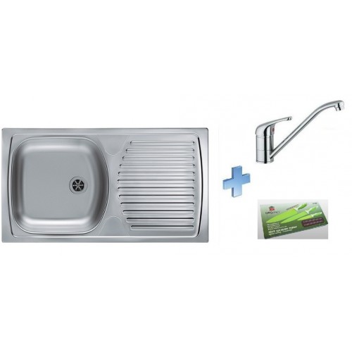 ALVEUS set dřez Basic 170 + baterie Milena II chrom + sada nožů