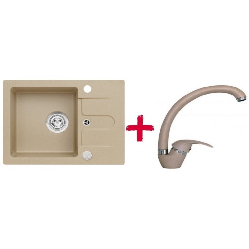 ALVEUS set dřez granitový Cortina 10 béžový + baterie Diana béžová