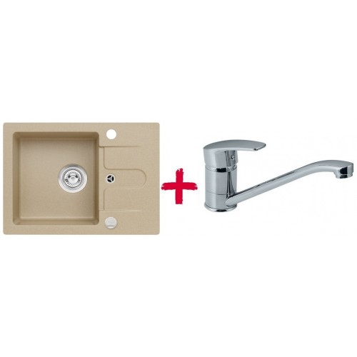 ALVEUS set dřez granitový Cortina 10 béžový + baterie Milena SAT