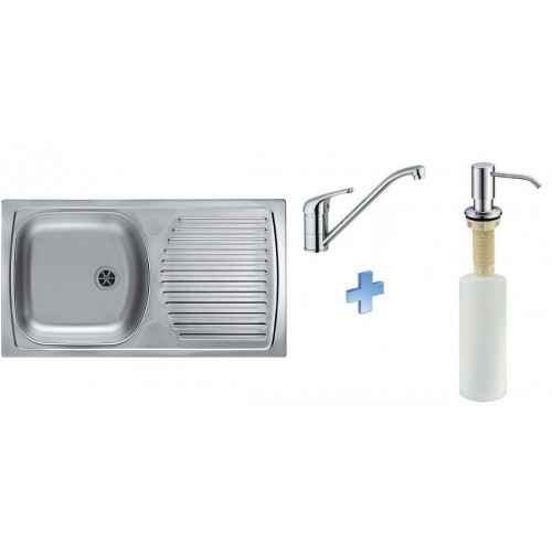 ALVEUS set dřez Basic 170 satin + baterie Milena II + zásobník chrom