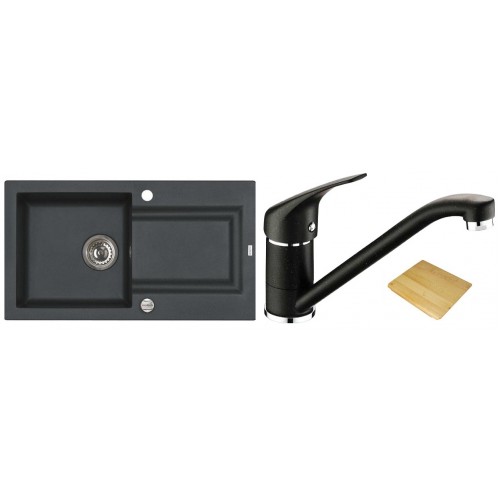 ALVEUS set dřez Falcon 30 granitový + krájecí deska + baterie Rapa Nui black