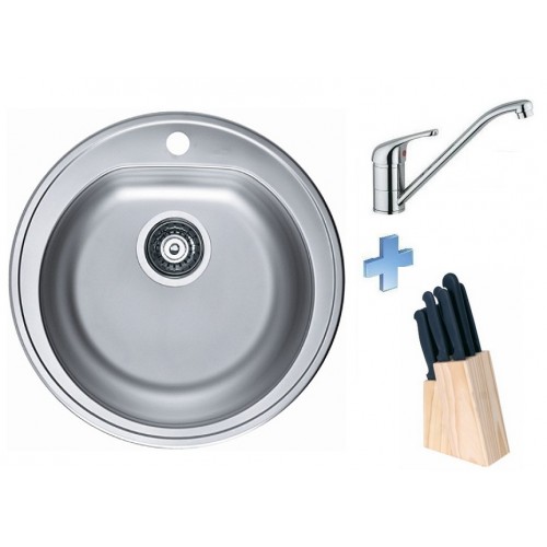 ALVEUS set dřez Form 30 dekor + baterie Milena II chrom + sada nožů
