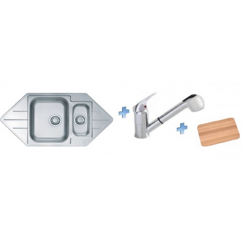 ALVEUS set dřez Line 40 nerez + baterie Mura + krájecí deska