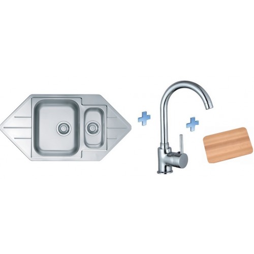 ALVEUS set dřez Line 40 nerez + baterie Tessa + krájecí deska