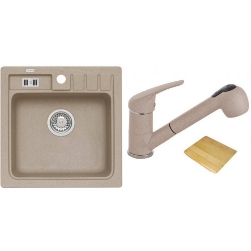 ALVEUS set dřez Niagara 20 granitový + krájecí deska + baterie Bora Bora beige ALVEUS set dřez Niagara 20 granitový + krájecí deska + baterie Bora Bora beige