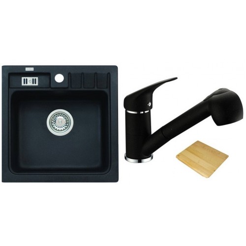 ALVEUS set dřez Niagara 20 granitový + krájecí deska + baterie Bora Bora black ALVEUS set dřez Niagara 20 granitový + krájecí deska + baterie Bora Bora black