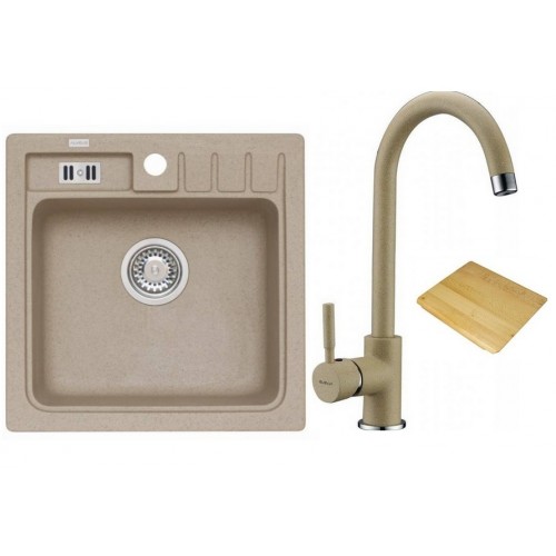ALVEUS set dřez Niagara 20 granitový + krájecí deska + baterie Layla beige ALVEUS set dřez Niagara 20 granitový + krájecí deska + baterie Layla beige