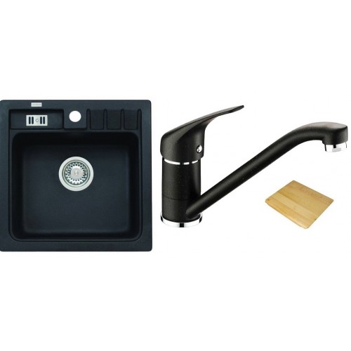 ALVEUS set dřez Niagara 20 granitový + krájecí deska + baterie Rapa Nui black