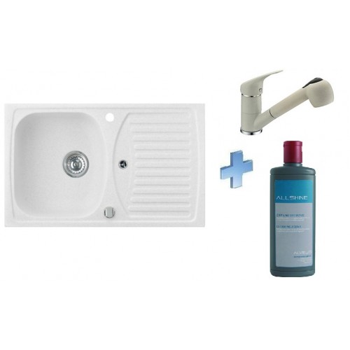 ALVEUS set dřez Record 30 white + čistič + baterie Bora Bora white