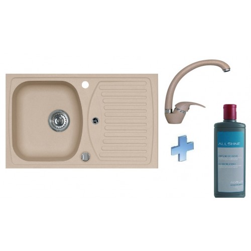 ALVEUS set dřez Record 30 beige + čistič + baterie Diana beige ALVEUS set dřez Record 30 beige + čistič + baterie Diana beige