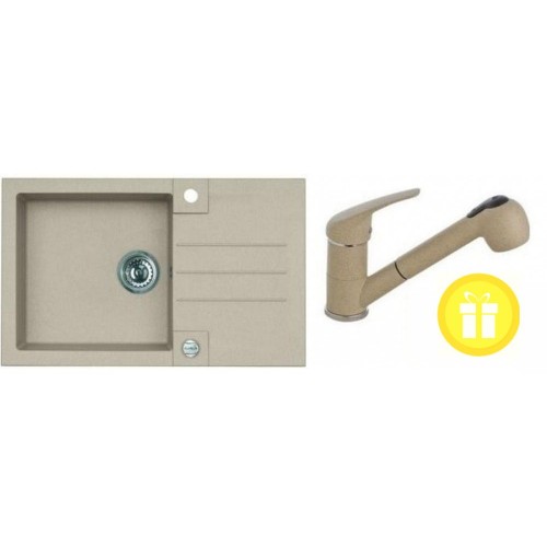 ALVEUS set dřez Rock 130 + baterie AM 20 v béžové + dárek