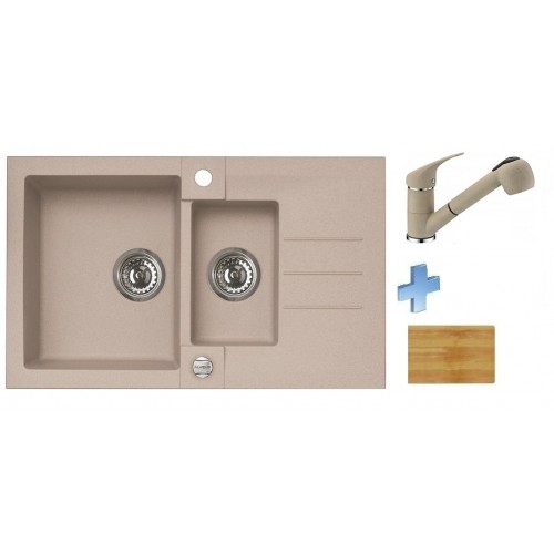 ALVEUS set dřez Rock 70 terra + baterie Bora Bora terra + krájecí deska
