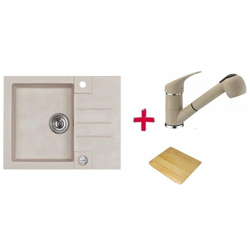 ALVEUS set dřez Rock 30 terra + krájecí deska + baterie Bora Bora terra