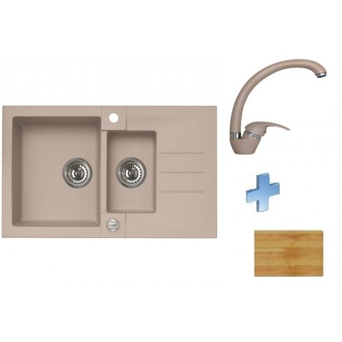 ALVEUS set dřez Rock 70 beige + baterie Diana beige + krájecí deska