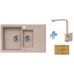 ALVEUS set dřez Rock 70 beige + baterie Janet (Eureka) beige + krájecí deska