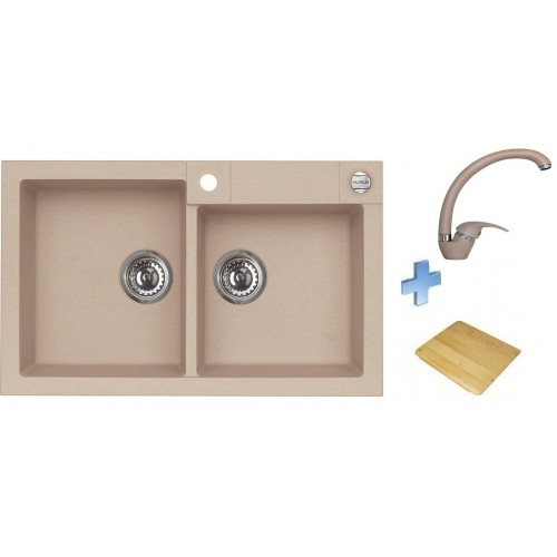 ALVEUS set dřez Rock 90 beige + baterie Diana beige + krájecí deska