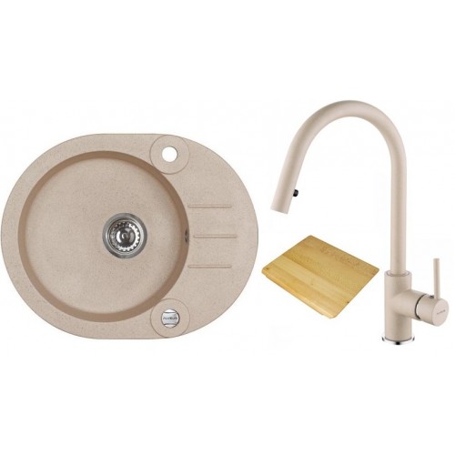 ALVEUS set dřez Roll 40 granitový + krájecí deska + baterie Junan beige