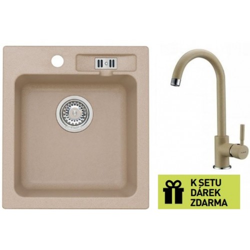 ALVEUS set dřez Victoria 20 beige + baterie AM 120 beige + dárek