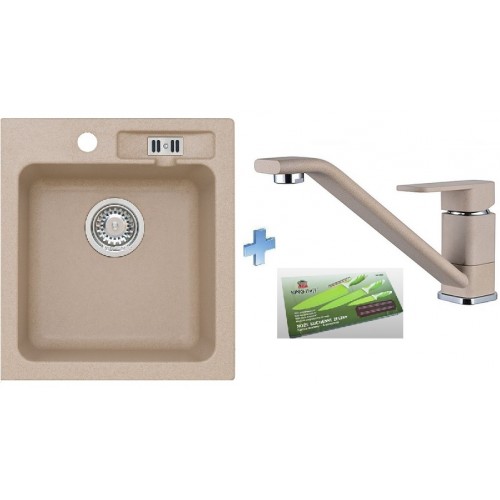 ALVEUS set dřez Victoria 20 beige + baterie Prosper beige + sada nožů