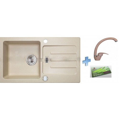ALVEUS set dřez Victoria 30 beige + baterie Diana II beige + sada nožů ALVEUS set dřez Victoria 30 beige + baterie Diana II beige + sada nožů
