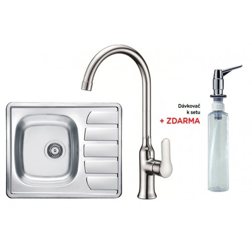 ALVEUS set dřez Zoom 10 satin + baterie Slim chrom + dávkovač zdarma