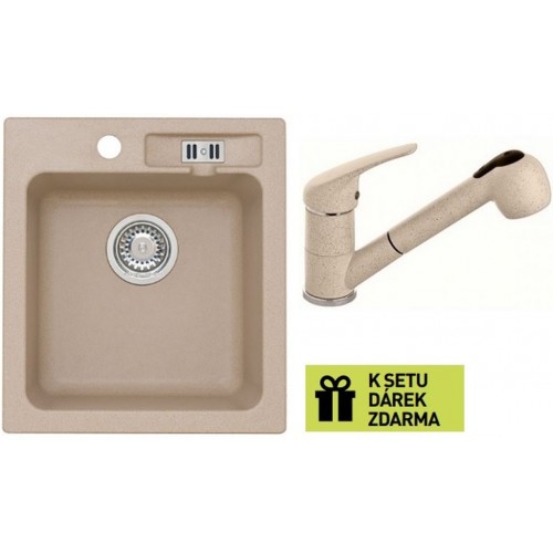 ALVEUS set dřez Victoria 20 beige + baterie AM 20 beige + dárek