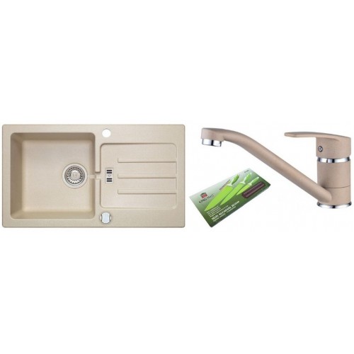 ALVEUS set dřez Victoria 30 beige + baterie Milena beige + sada nožů Zdarma