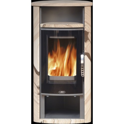 ABX Artemis krbová kamna, černý plech + pískovec včetně horní desky ABX Artemis krbová kamna, černý plech + pískovec včetně horní desky